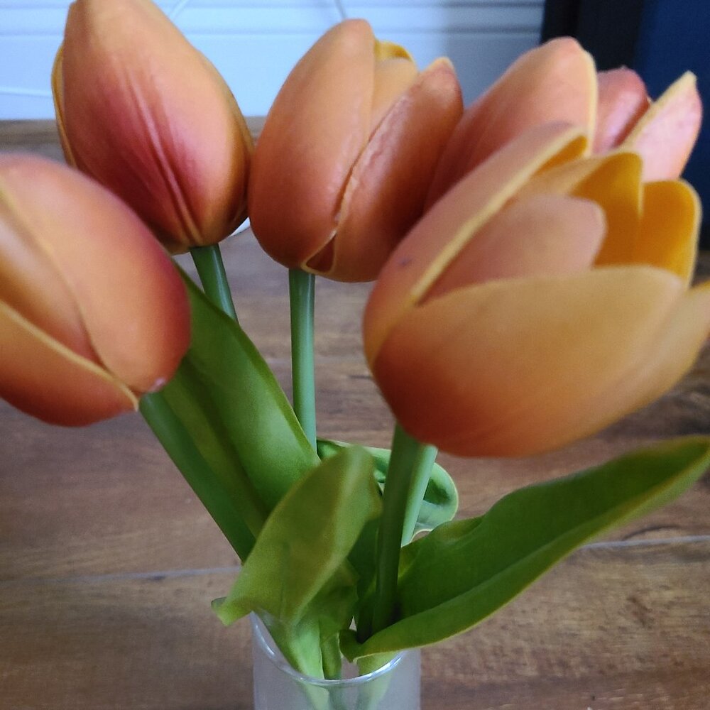 Faux Orange tulips in Vase